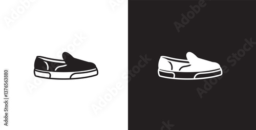 Icon of men's short shoes. Vector illustration icon of modern and classic men's sneakers. Fashion icon on black and transparent background. Fashion icon.