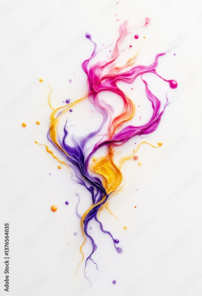 A group of colorful paint splashes on a white surface A group of colorful paint splashes on a white surface