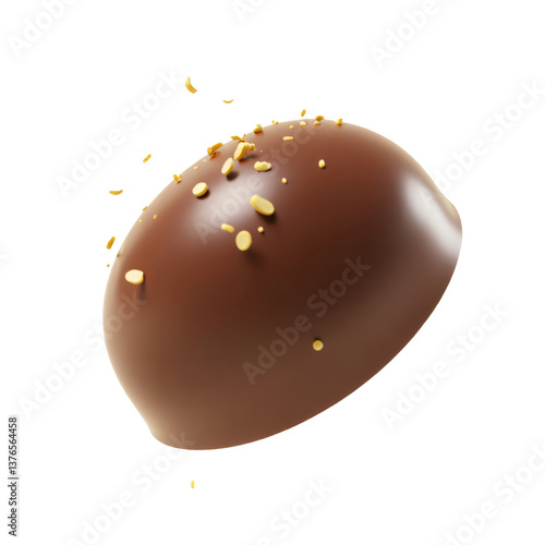 3D truffle of brown chocolate bombom