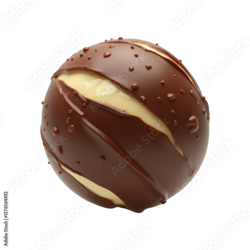 3D truffle of brown chocolate with cream