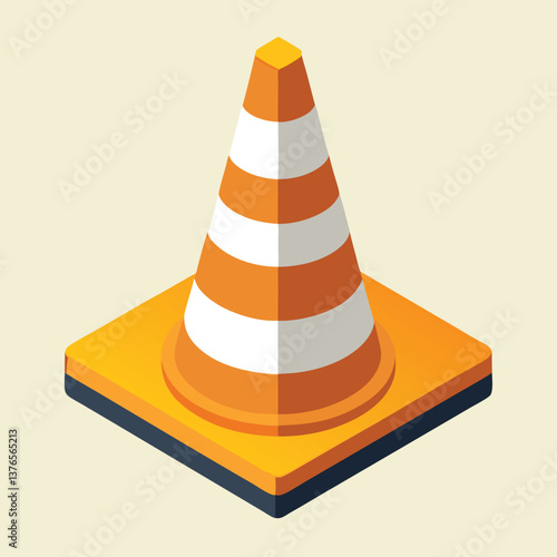 Isometric Illustration of a Traffic Cone