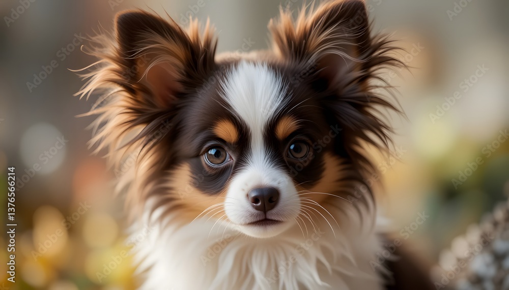 Cute Fluffy Puppy with White and Brown Coat – Expressive, Outdoors, Soft Cute Fluffy Puppy with White and Brown Coat – Expressive, Outdoors, Soft