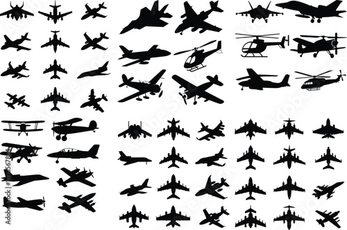Different Aircrafts | Airplane and Aviation Silhouettes Collection