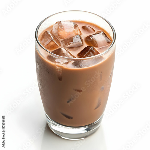 Watercolor coffee with cream and straw