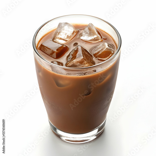Watercolor coffee with cream and straw