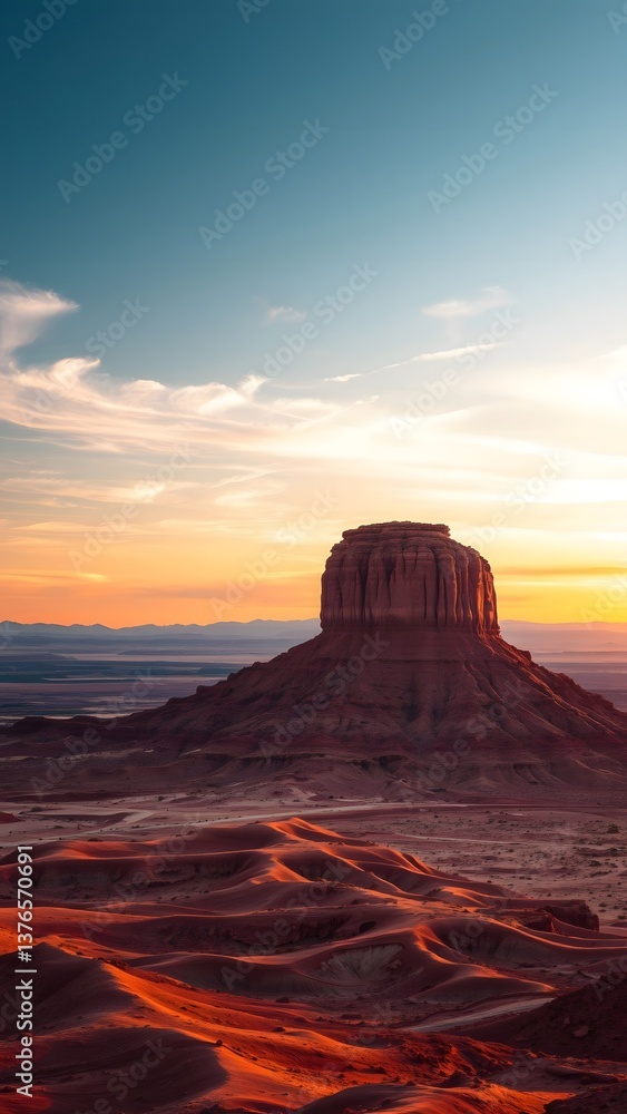 Naklejka premium Desert Butte Landscape at Sunset