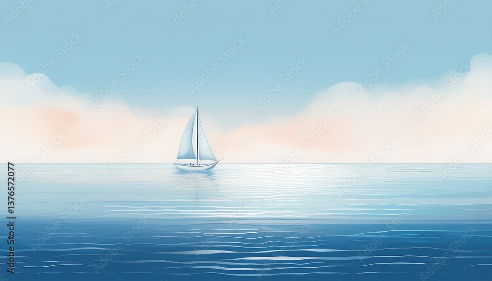Obraz premium Abstract Sailing Over Silent Blue Waves