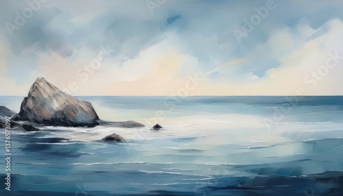 Rock Island in Soft Blue