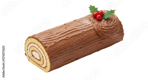 Canvastavla Isolated Chocolate Yule Log