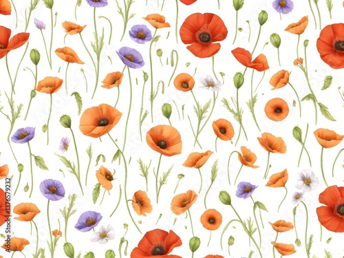 Wallpaper Mural seamless background with poppies Torontodigital.ca
