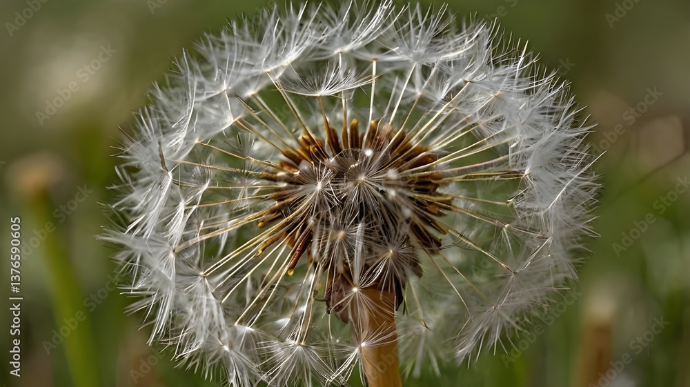 Obraz premium dandelion on green background