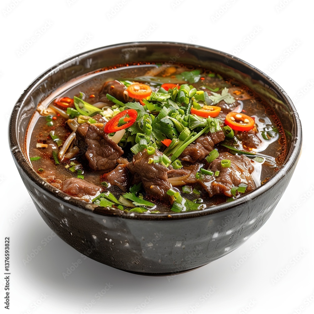 nihari in a bowl on white background. nihari in a bowl on white background.