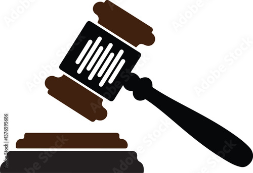 a single hammer, Judge gavel silhouette icon, Judge hammer silhouette vector illustration