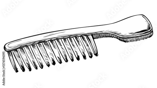Hair Comb Sketch in Black and White  