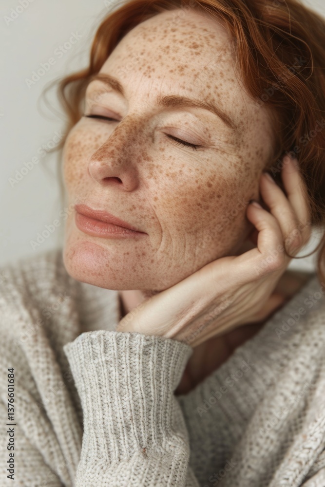 Obraz premium Serene relaxation with natural beauty and freckles for calm and peaceful moments