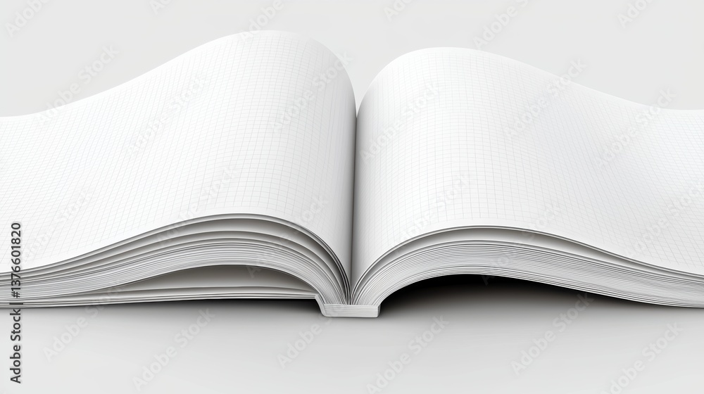 Folded and creased math notebook paper, gridlines bending with paper texture, abstract layout for visual storytelling, 3D illustration Folded and creased math notebook paper, gridlines bending with paper texture, abstract layout for visual storytelling, 3D illustration
