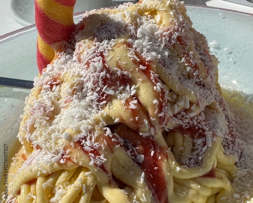 Obraz na płótnie Spaghettieis bereit zum Verzehr w salonie