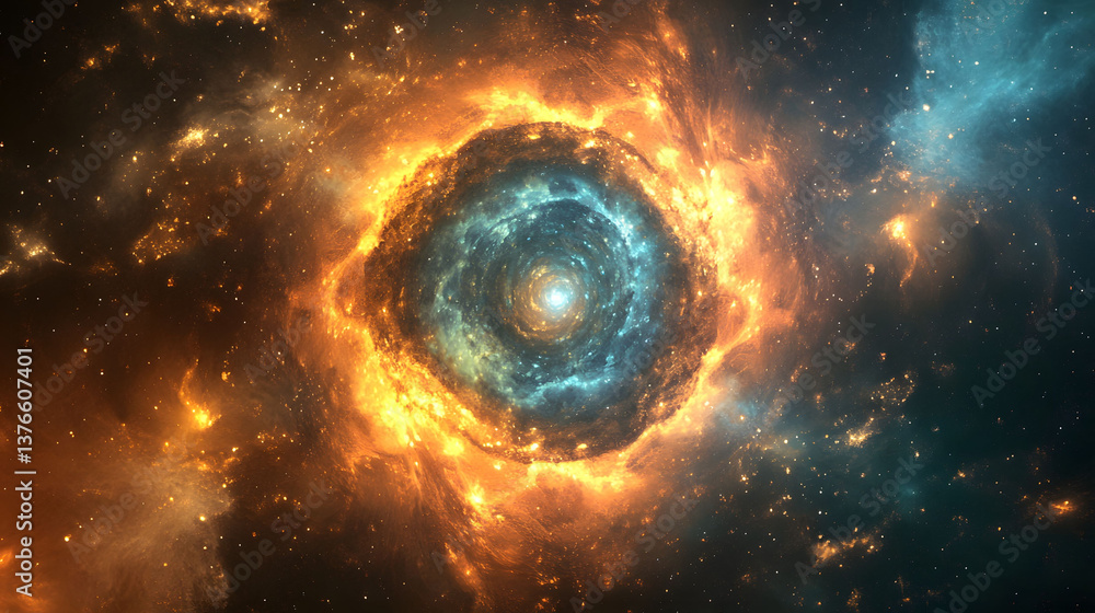 Obraz premium Cosmic Nebula: A Fiery Celestial Dance