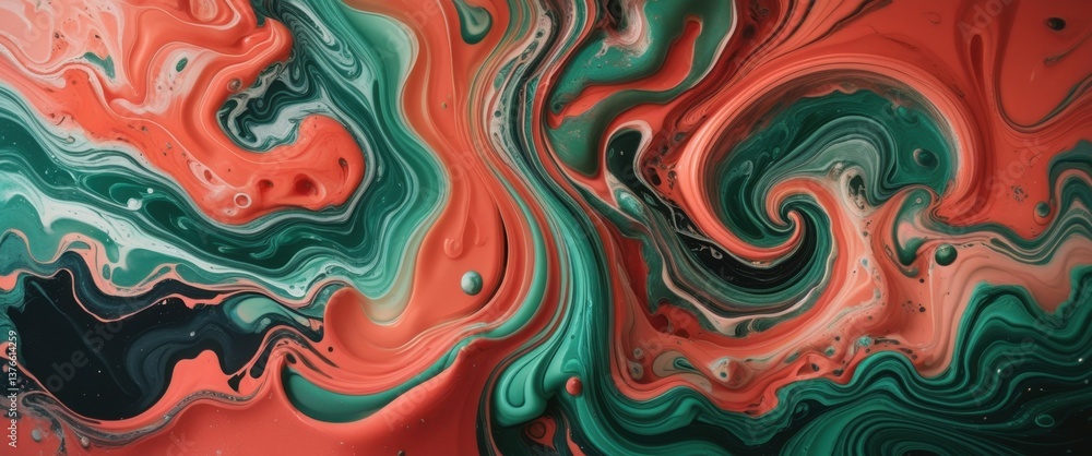 Obraz premium vibrant abstract painting with red and green swirl