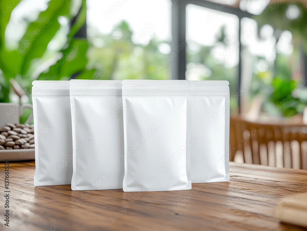 A coffee pouch packages. Generative AI A coffee pouch packages. Generative AI
