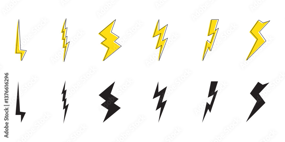Lightning icon set. Electric, Energy sign and symbol. thunderbolt and Power icon. Lightning, power icon, vector illustration. Lightning icon set. Electric, Energy sign and symbol. thunderbolt and Power icon. Lightning, power icon, vector illustration.