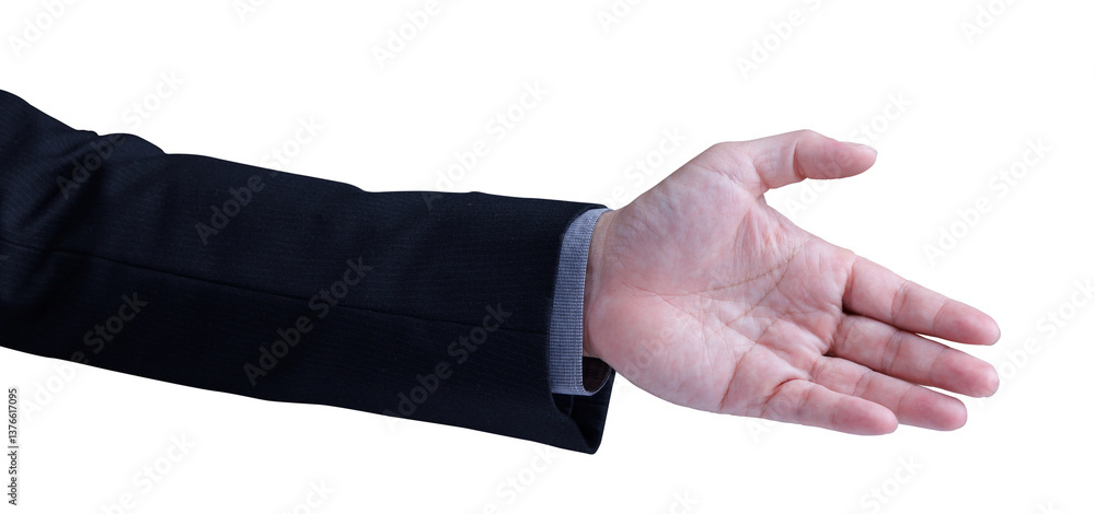 Businessman man hand reach out with palm open up ready for help, negotiation or agreement. Helping hand concept. Isolated in transparent background. Businessman man hand reach out with palm open up ready for help, negotiation or agreement. Helping hand concept. Isolated in transparent background.