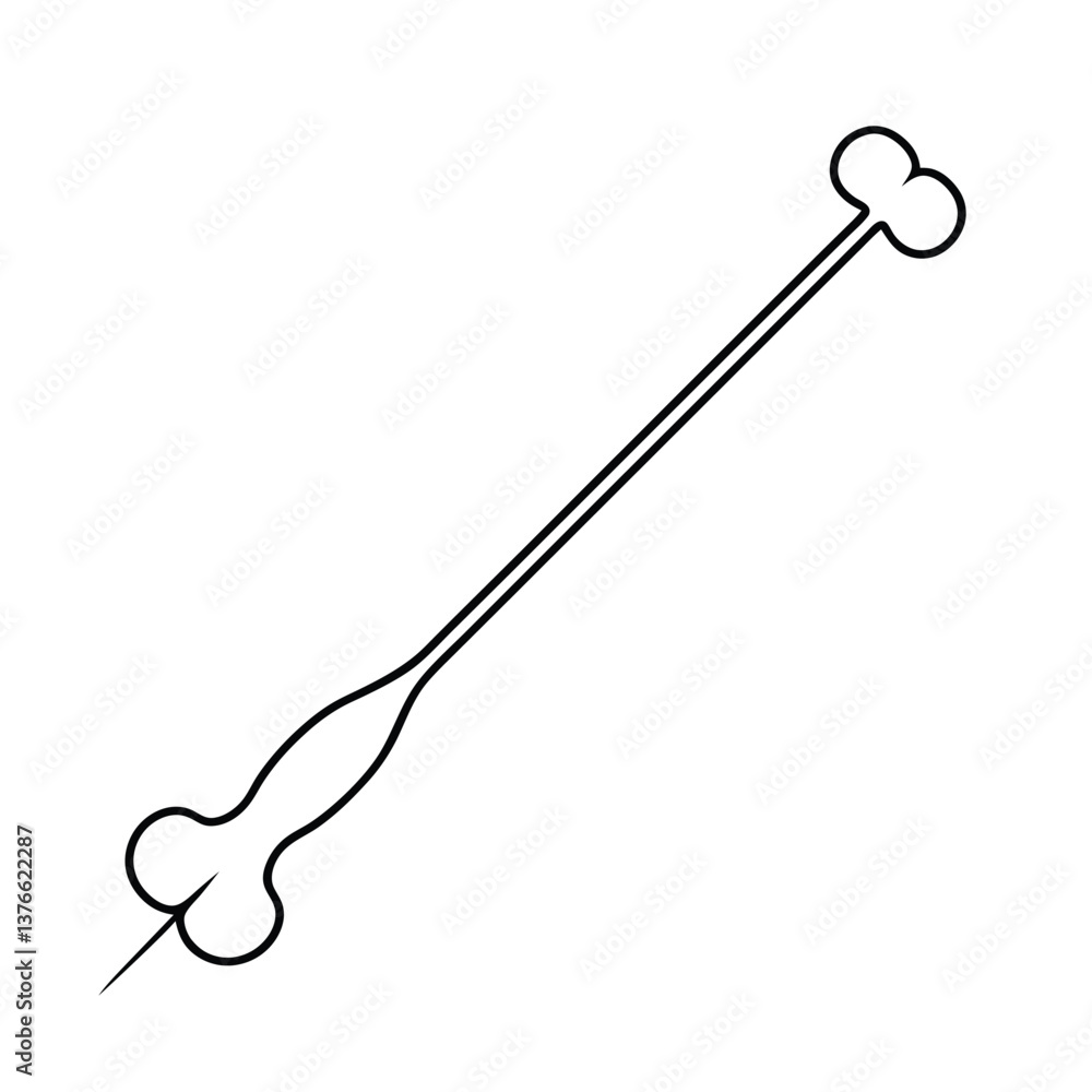 Isolated sharp metal needle, a white medicine tool Isolated sharp metal needle, a white medicine tool