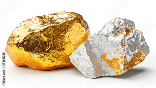 Intricate details of shimmering gold and silver nuggets showcasing nature's treasures under bright lighting