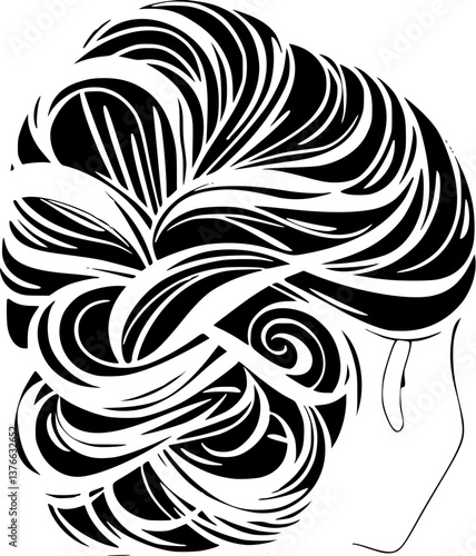 Bridal updo hairstyle outline illustration. Elegant and sophisticated vector design.