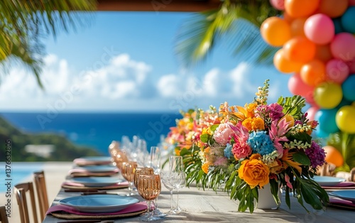 Wallpaper Mural Tropical Fiesta Event Table Setting suitable for digital content Torontodigital.ca