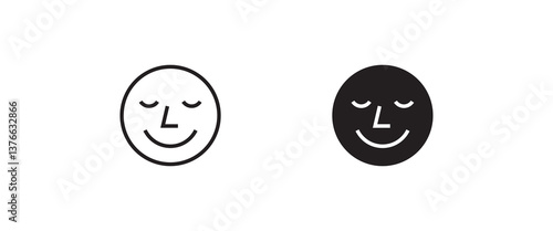 Laughing smiley icon. Good mood. Happy face, Smiling Face Laugh Positive People Open Mouth icons button, vector, sign, symbol, logo, illustration, editable stroke, flat design style isolated on white