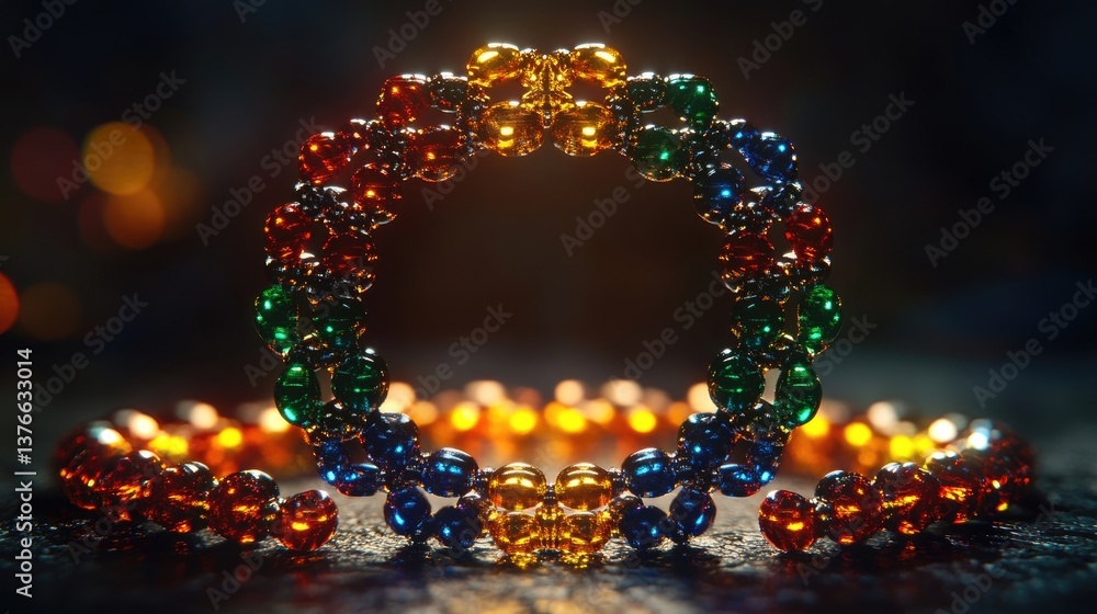 The sum symbol made with colorful beads arranged artfully The sum symbol made with colorful beads arranged artfully