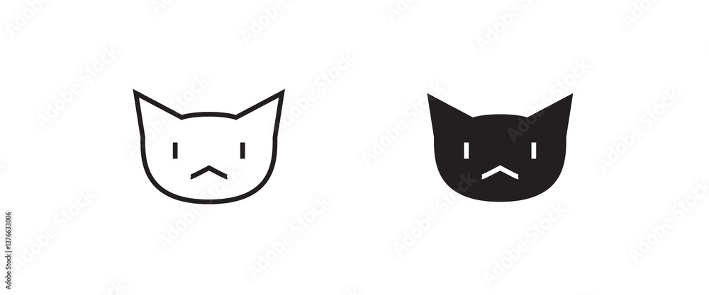 Fototapeta premium cat head icon, kitten icons button, vector, sign, symbol, logo, illustration, editable stroke, flat design style isolated on white
