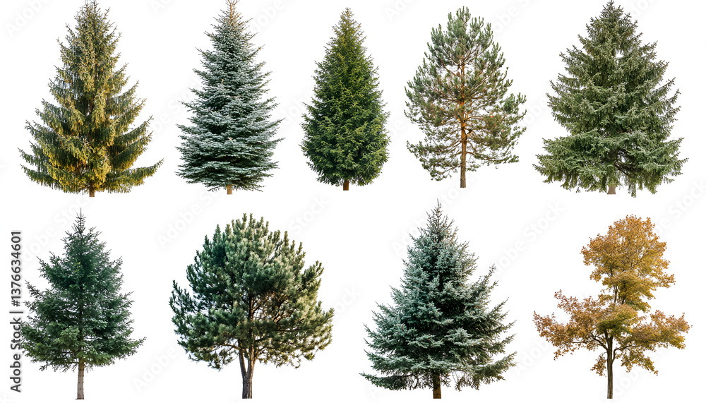 Set of different trees isolated on white background Set of different trees isolated on white background