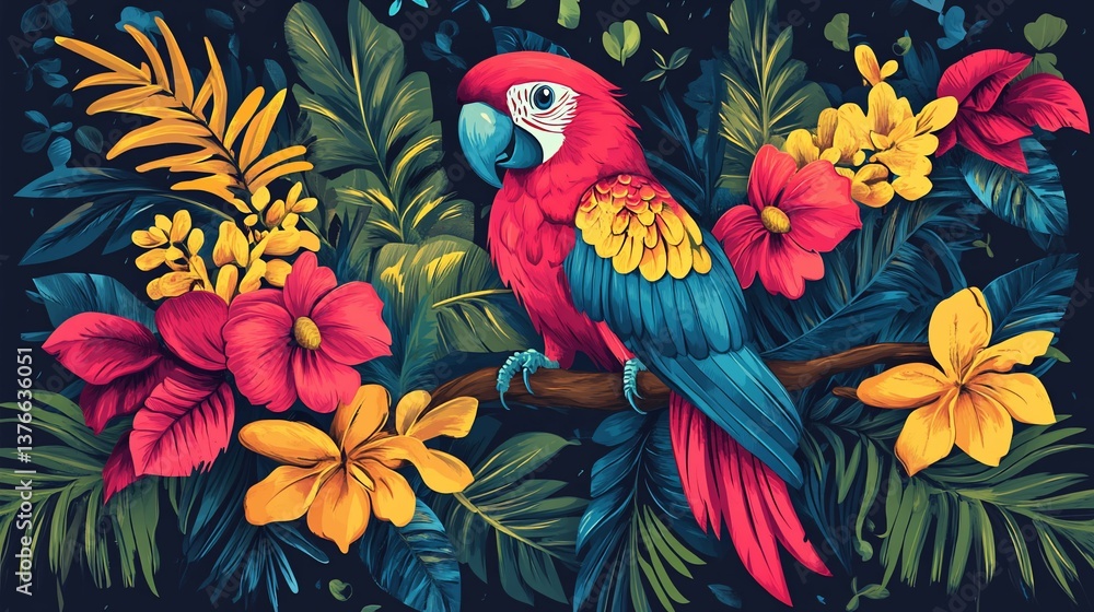 Fototapeta premium Tropical Parrot Flowers Suitable for Professional Presentation