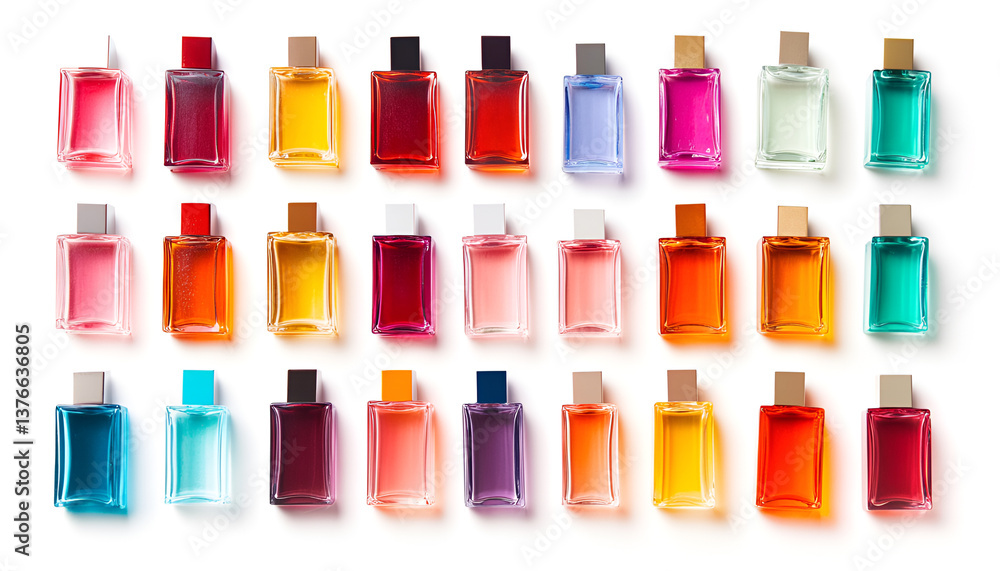 Bottles of different perfumes isolated on white, set Bottles of different perfumes isolated on white, set