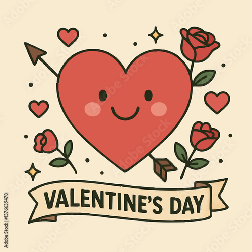 valentines day doodle vector illustration