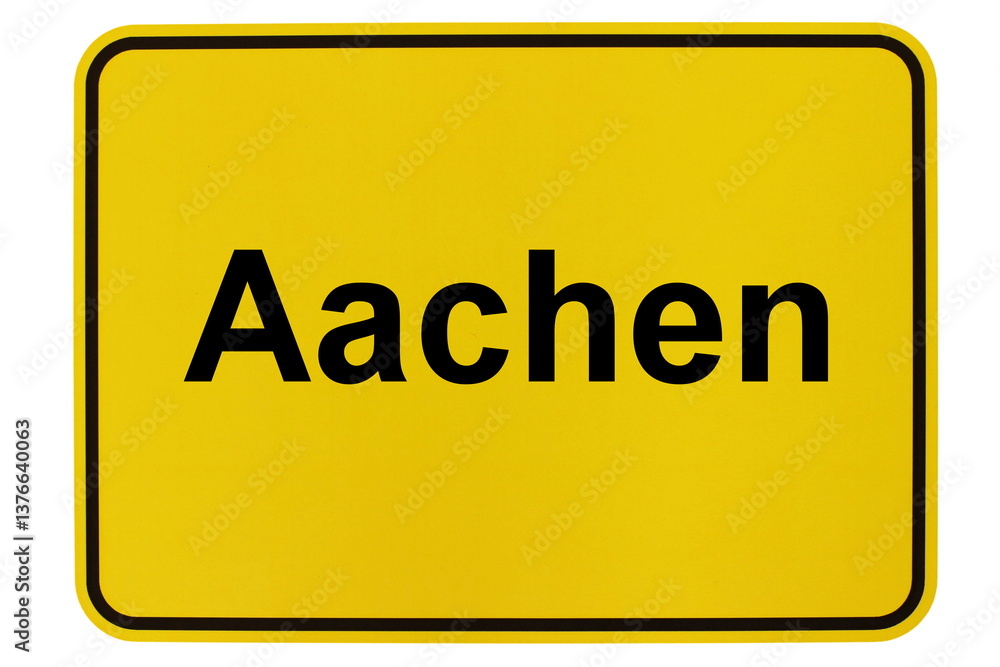 Illustration eines Ortsschildes der Stadt Aachen in Nordrhein-Westfalen Illustration eines Ortsschildes der Stadt Aachen in Nordrhein-Westfalen