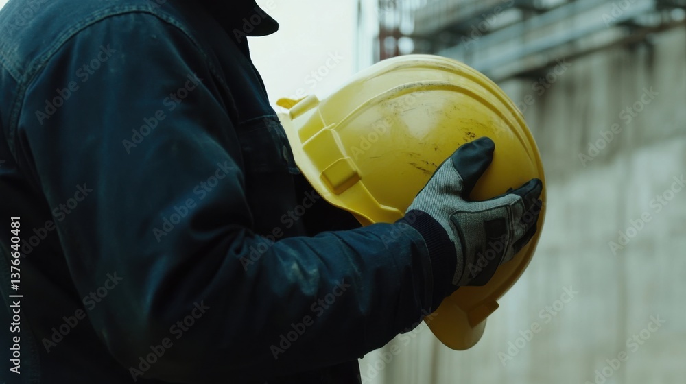 A construction manager inspecting safety equipment on-site. Featuring safety and oversight A construction manager inspecting safety equipment on-site. Featuring safety and oversight