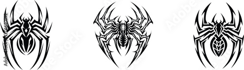 Abstract Tribal Spiders vector| Spider Logo silhouette | spider with tattoo symbol illustration