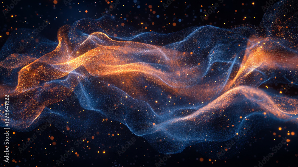 Fototapeta premium Data flow, information security. Big data. Mind and artificial intelligence. Intertwining streams of coded neural network. 3D illustration of intertwining streams of a coded neural network