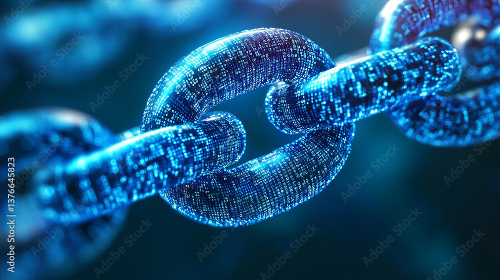 Blockchain technology. Information blocks in cyberspace. Decentralized network. 3D illustration on a technological background Blockchain technology. Information blocks in cyberspace. Decentralized network. 3D illustration on a technological background