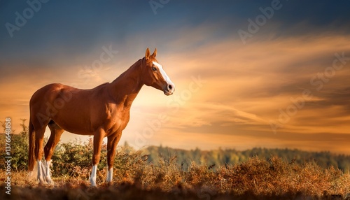 horse in livestock on nature background