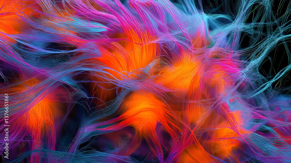 Neural networks 3D illustration. Electrical impulses in the human brain Neural networks 3D illustration. Electrical impulses in the human brain