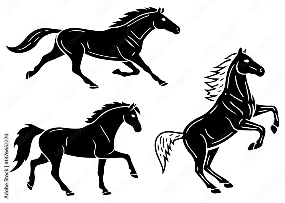 Wild Horse Silhouette Set – Simple Line Design Vector Illustration
Wild Horse Silhouette Set – Simple Line Design Vector Illustration