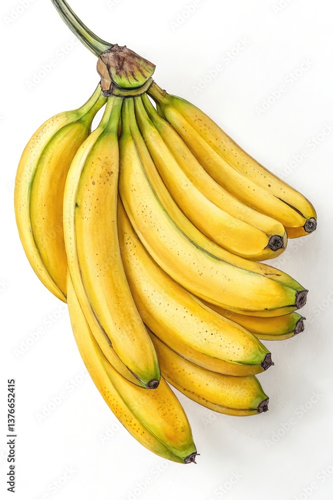 Fresh Cluster of Ripe Bananas Hanging on the Stem Generative AI Fresh Cluster of Ripe Bananas Hanging on the Stem Generative AI