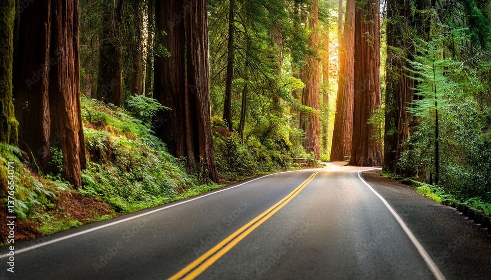 Fototapeta premium scenic road in redwood national forest