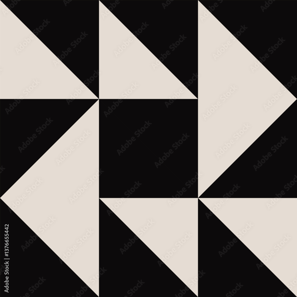 Seamless geometric square triangle pattern in black and white. Graphical illustration for a unique wall decor, textiles and interior design. Seamless geometric square triangle pattern in black and white. Graphical illustration for a unique wall decor, textiles and interior design.