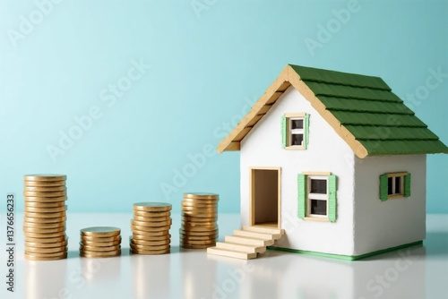 Wallpaper Mural house and coins on white Torontodigital.ca