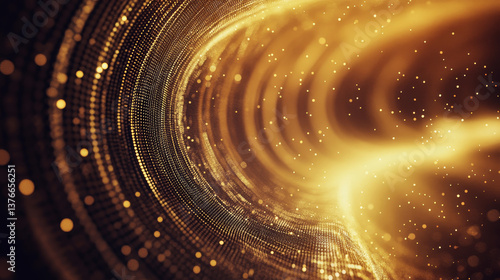 Abstract 3d illustration background with chaotic  lines connecting dots of torus with blurred lines. Analytics algorithms data. Big data. Cryptography concept.  Banner for business, science an